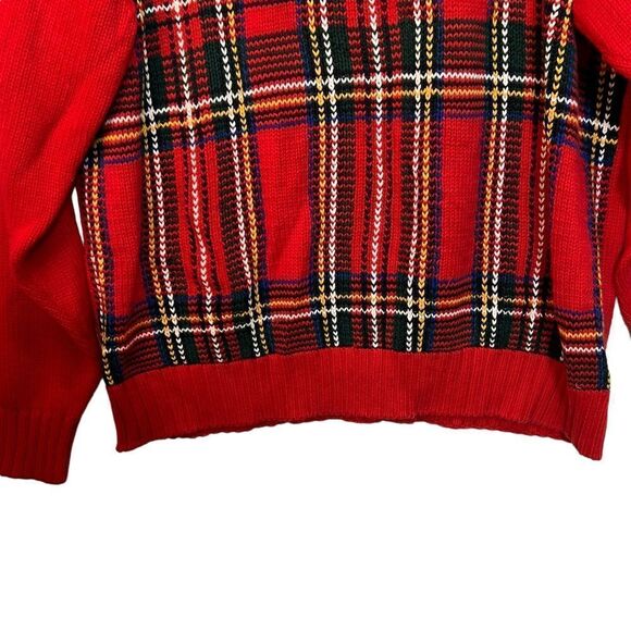 Vintage 90s Tommy Hilfiger Pullover Sweater Tartan Plaid Red Green Blue small - Picture 8 of 9